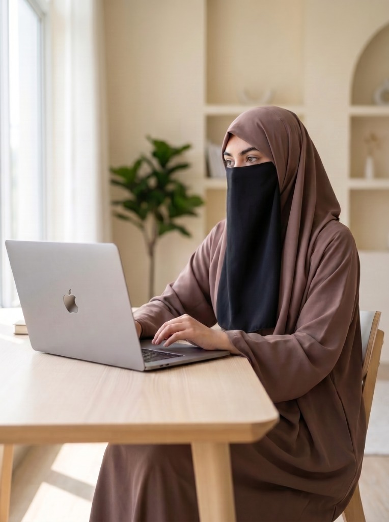 Sania Maqsood Working on Laptop